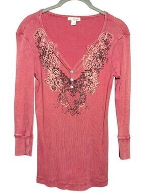 B Friends Vintage Y2K henley 3/4 sleeve mineral wash elena gilbert bonnie bennet